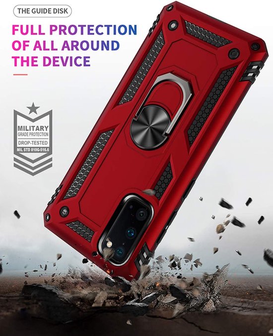 Samsung Galaxy S10 Lite Hoesjes – Hybride Ring Armor Backcover – Schokbestendig Anti-Shock – Zilver-Ilumina Benelux