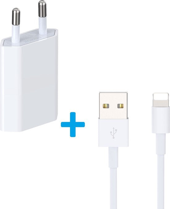 Oplader – Geschikt voor iPhone 12/11/X/XS/XR/8/7/6/SE/5 – Inclusief 1m Lightning kabel – Snelladen-Oplader-Ilumina Benelux