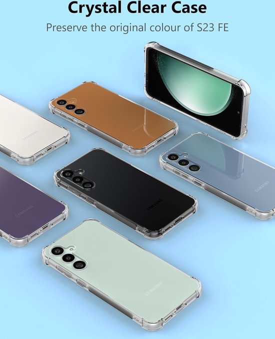 Samsung Galaxy S23 FE Hoesjes – Anti-shock Siliconen Backcover – Transparant – Inclusief 3x Screenprotector-Ilumina Benelux