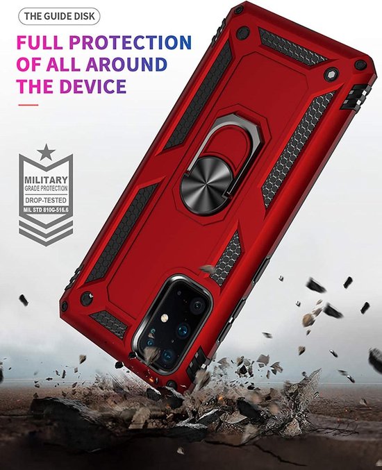 Samsung Galaxy S20 Plus Hoesjes – Rugged Ring Armor Backcover – Schokbestendig – Goud-Ilumina Benelux