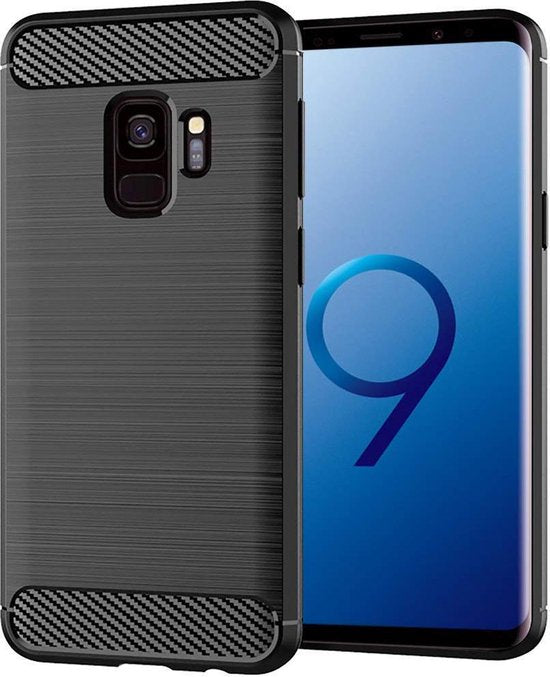 hoesje Geschikt voor: Samsung Galaxy S9 Plus Brushed Backcover - Zwart