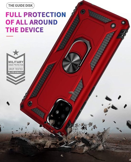 Samsung Galaxy A71 Hoesjes – Ring Armor Backcover – 360° Draaibare Standaard – Magneet – Zilver-Ilumina Benelux