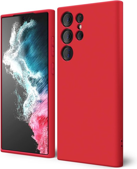 Samsung Galaxy S22 Ultra Hoesjes – Liquid Silicone Backcover – Soft Touch – Schokbestendig – Rood-Ilumina Benelux