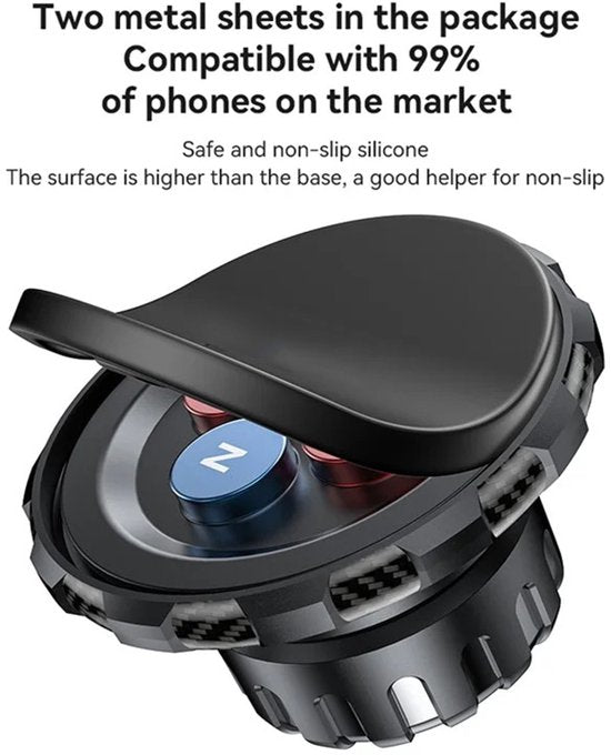 Telefoonhouder auto – Magnetisch – Verstelbaar – 360° draaibaar – Inclusief magneetstickers – Zwart-Ilumina Benelux