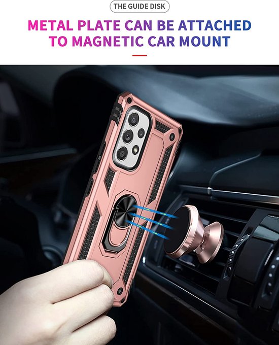 Samsung Galaxy A33 5G Hoesjes – Anti-Shock Hybride Ring Armor Backcover – Schokbestendig – Roségoud-Ilumina Benelux