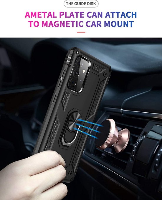 Samsung Galaxy A73 5G Hoesjes – Ring Armor Backcover – 360° Draaibare Standaard – Magneet – Zwart-Ilumina Benelux