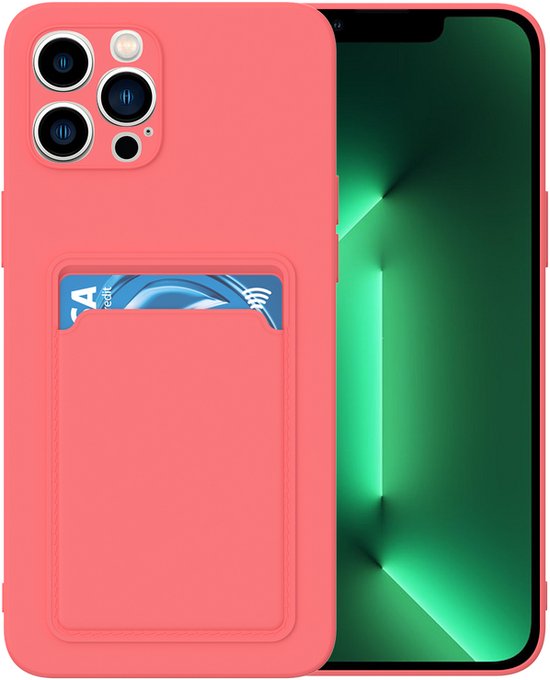 iPhone 12 Pro Max Hoesjes – Siliconen Backcover – Pasjeshouder – TPU – Roze-Ilumina Benelux