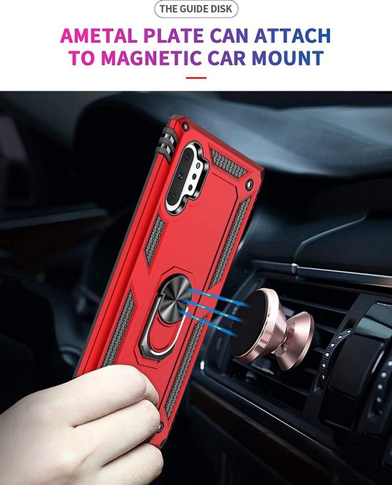 Anti-Shock Hybrid Ring Armor Hoesje Geschikt voor: Samsung Galaxy Note 10 - goud