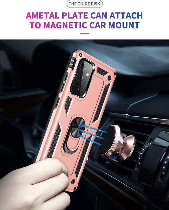Samsung Galaxy A13 4G Hoesjes – Ring Armor Backcover – 360° Draaibare Standaard – Magneet – Roségoud-Ilumina Benelux