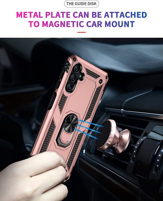 Samsung Galaxy A13 4G Hoesjes – Anti-Shock Hybrid Backcover – Ringhouder – Armor Bescherming – Roségoud-Ilumina Benelux