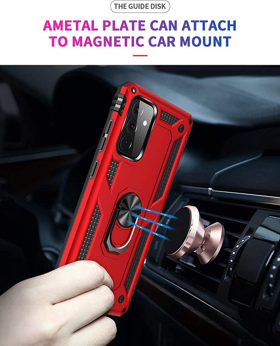 Samsung Galaxy A32 5G Hoesjes – Ring Armor Backcover – 360° Draaibare Standaard – Magneet – Rood-Ilumina Benelux