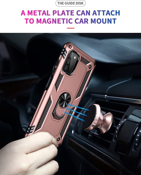 Samsung Galaxy A03s Hoesjes – Hybride Ring Armor Backcover – Schokbestendig – Roségoud-Ilumina Benelux
