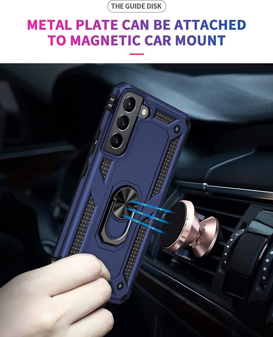 Samsung Galaxy S22 Plus Hoesjes – Anti-Shock Hybride Ring Armor Backcover – Schokbestendig – Blauw