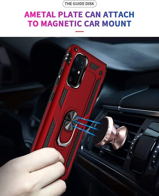Samsung Galaxy S20 Plus Hoesjes – Rugged Ring Armor Backcover – Schokbestendig – Rood-Ilumina Benelux