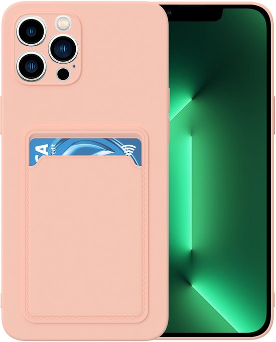 iPhone 12 Pro Max Hoesjes – Siliconen Backcover – Pasjeshouder – TPU – Lichtroze-Ilumina Benelux