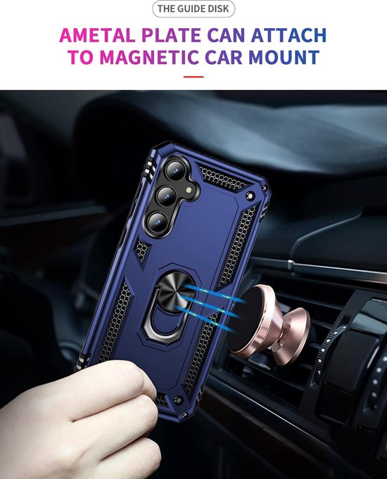 Samsung Galaxy A55 Hoesjes – Anti-Shock Hybride Ring Armor – Schokbestendige Backcover – Blauw-Ilumina Benelux