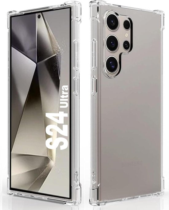 Samsung Galaxy S24 Ultra Hoesjes – Siliconen Backcover – Schokbestendig – 2x Screenprotector Gehard Glas – Transparant-Ilumina Benelux
