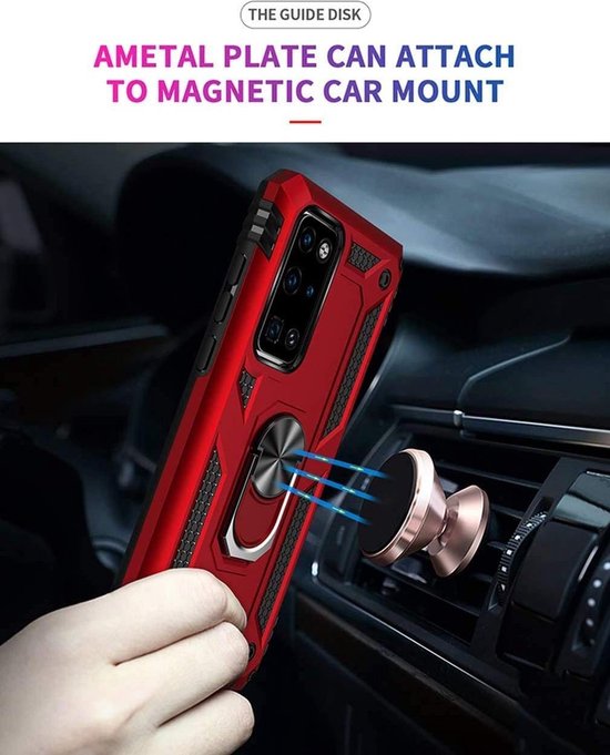 Oppo A73 5G Hoesjes – Anti-Shock Hybride Ring Armor Backcover – Schokbestendig – Zwart-Ilumina Benelux