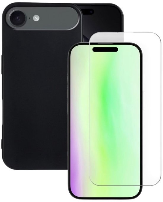 iPhone 17 Air Hoesjes – Siliconen Backcover – Zwart – Inclusief 3x Screenprotector Gehard Glas – Anti-kras-Ilumina Benelux