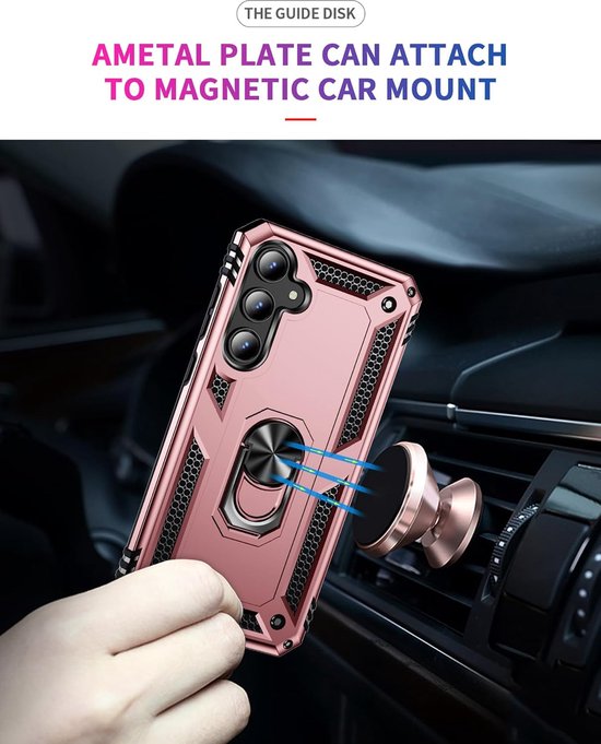 Samsung Galaxy A55 Hoesjes – Anti-Shock Hybride Ring Armor Backcover – Schokbestendig – Roségoud-Ilumina Benelux