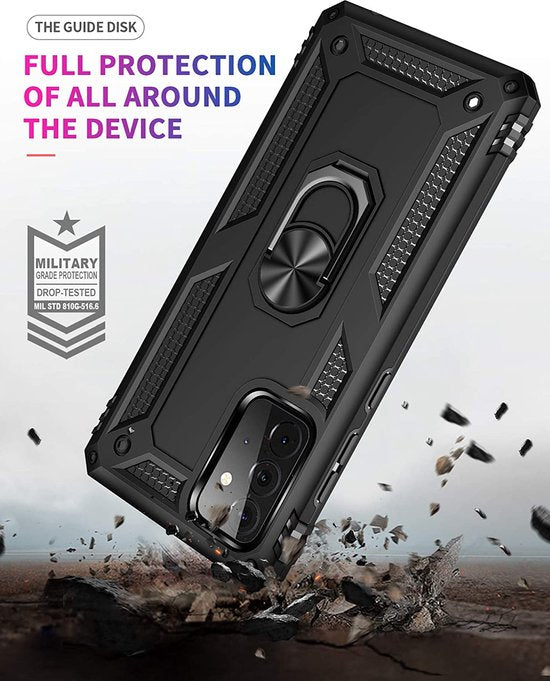 Samsung Galaxy A32 4G Hoesjes – Ring Armor Backcover – 360° Draaibare Standaard – Magneet – Zwart-Ilumina Benelux