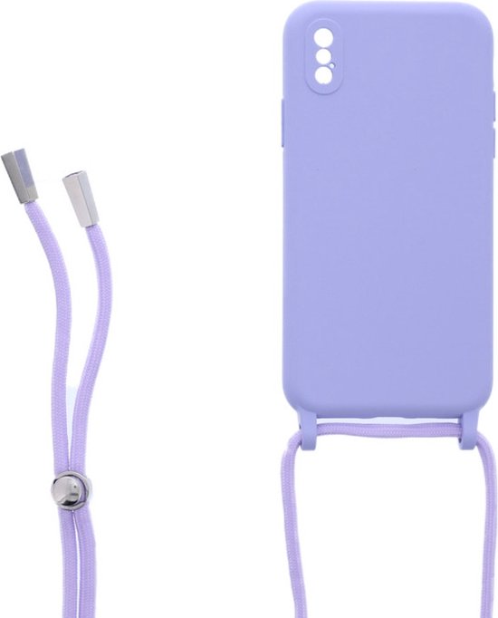 iPhone X/XS Hoesjes – Siliconen Backcover met Ketting – TPU – Lila-Ilumina Benelux