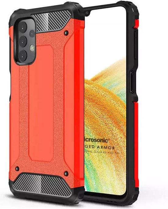 Schokbestendig Heavy Duty Armor Hoesje Geschikt voor: Samsung Galaxy A33 5G Back Cover - Rood