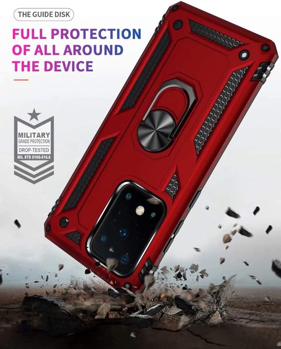 Samsung Galaxy S20 Ultra Hoesjes – Anti-Shock Hybride Ring Armor Backcover – Schokbestendig – Blauw-Ilumina Benelux