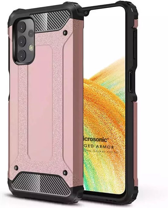Schokbestendig Heavy Duty Armor Hoesje Geschikt voor: Samsung Galaxy A33 5G Back Cover - Roségoud