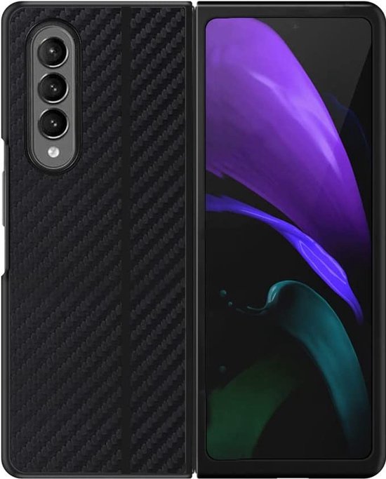 Samsung Galaxy Z Fold4 Hoesjes – Carbon Fiber Hardcase – Krasbestendig – Zwart-Ilumina Benelux