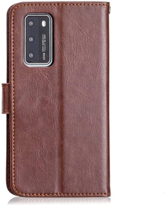 Huawei P40 Hoesjes – Portemonnee Book Case – Pasjeshouder – 2x Screenprotector – Bruin-Ilumina Benelux