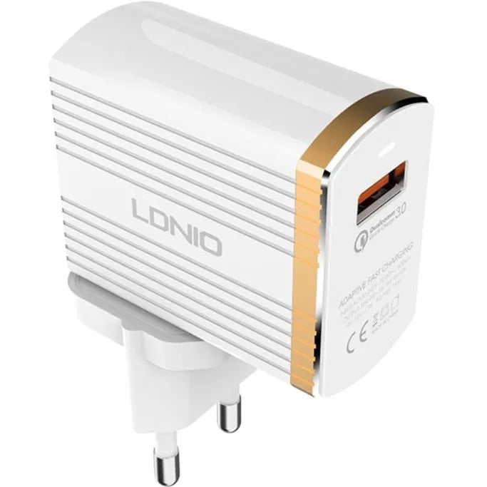 LDNIO A1302Q Snellader met USB-A naar Lightning Kabel – 18W Fast Charge – 1 Meter-Ilumina Benelux
