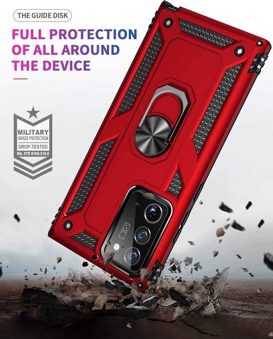Samsung Galaxy Note 20 Hoesjes – Anti-Shock Hybride Ring Armor Backcover – Schokbestendig – Blauw-Ilumina Benelux