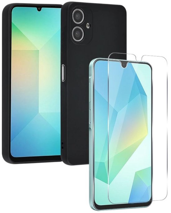 Samsung Galaxy A06 Hoesjes – Siliconen Backcover – Soft Touch – Zwart – Inclusief 2x Screenprotector-Ilumina Benelux