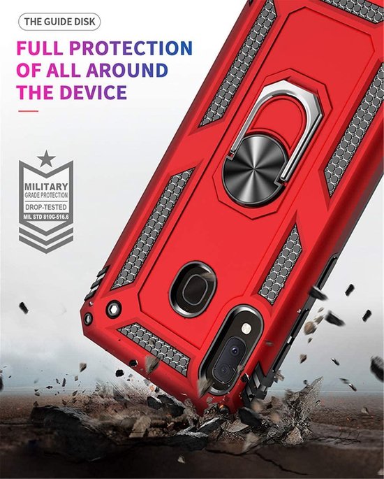 Samsung Galaxy A71 Hoesjes – Rugged Ring Armor Backcover – Schokbestendig – Goud-Ilumina Benelux