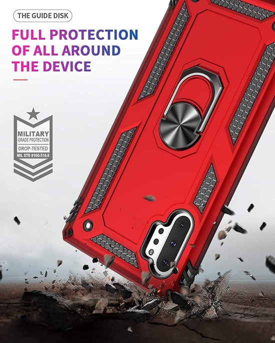 Samsung Galaxy Note 10 Hoesjes – Hybride Ring Armor Backcover – Schokbestendig – Zilver-Ilumina Benelux