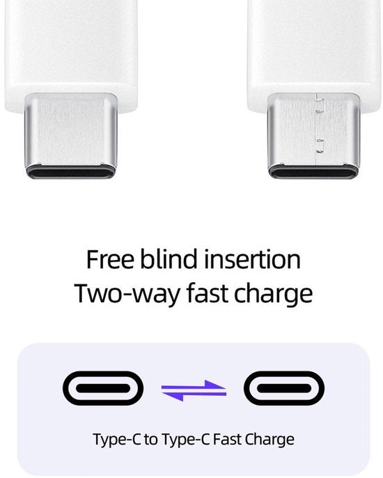 USB-C Oplaadkabel – USB-C naar USB-C Kabel – Snelladen – 1 Meter – Wit-USB-Kabels-Ilumina Benelux