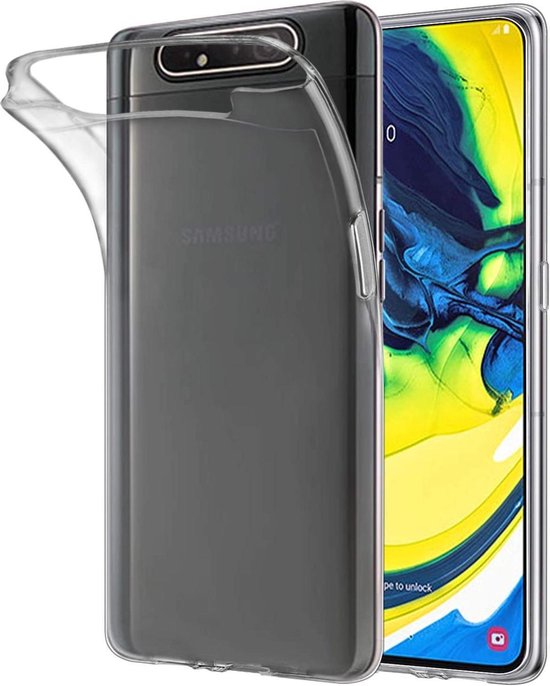 Flexibele achterkant Silicone hoesje Transparant Geschikt voor: Samsung Galaxy A80