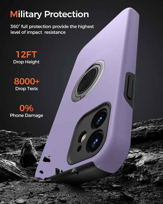 iPhone 12 Pro Hoesjes – Backcover met Vingerring & Magneet – Anti-drop Cover – Paars-Ilumina Benelux