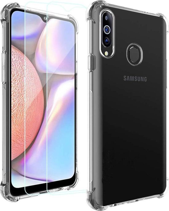 Samsung Galaxy A20S Hoesjes – Hybride Backcover – Schokbestendig – 2x Gehard Glas Screenprotector – Transparant-Ilumina Benelux