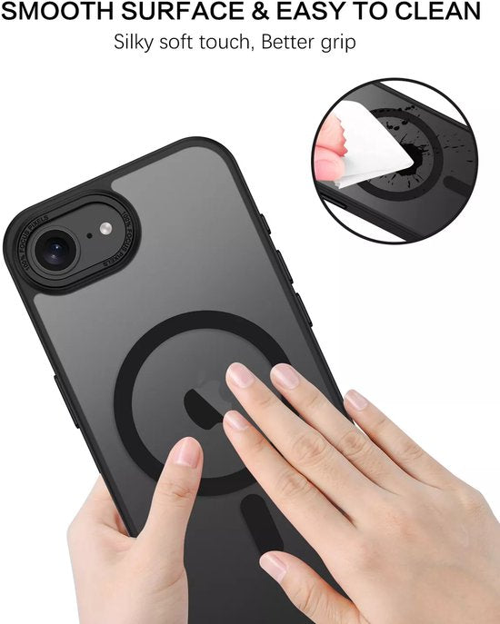 iPhone 16E Hoesjes – Matte Backcover MagSafe Compatibel – Schokbestendig – Zwart-Ilumina Benelux