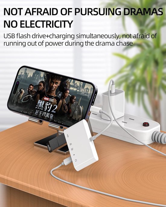 Lightning adapter – Geschikt voor iPhone & iPad – 5-in-1 OTG hub met SD/TF kaartlezer, USB, 3,5mm audio & opladen – Wit
