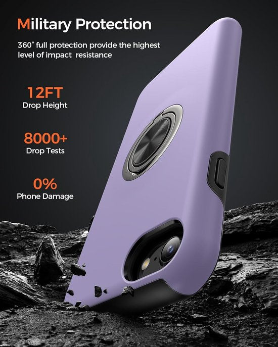 iPhone 7/8/SE 2020/2022 Hoesjes – Backcover met vingerring – Magneet – Anti-drop – Paars-Ilumina Benelux
