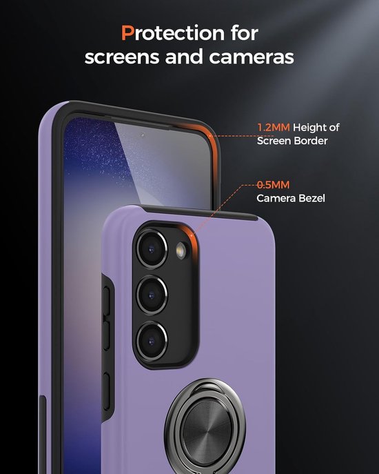 Samsung Galaxy S22 Plus Hoesjes – Harde Backcover met Vingerring – Anti-drop – Paars-Ilumina Benelux