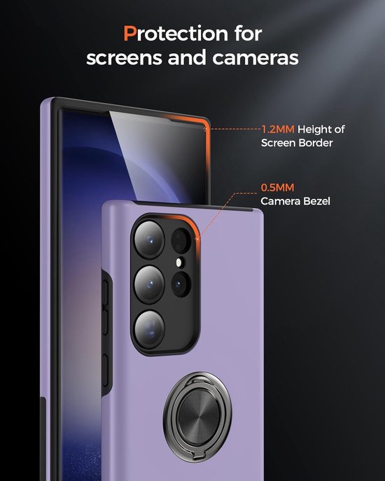 Samsung Galaxy S23 Ultra Hoesjes – Harde Backcover met Vingerring – Anti-drop – Paars-Ilumina Benelux