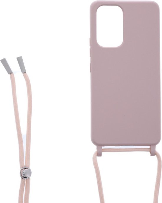 Samsung Galaxy A32 5G Hoesjes – Siliconen Backcover met Ketting – TPU – Beige-Ilumina Benelux