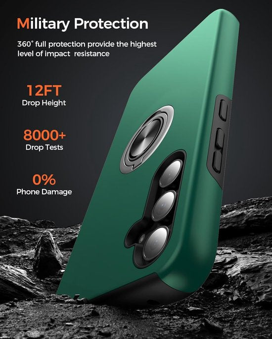 Samsung Galaxy A54 Hoesjes – Harde Backcover met Vingerring – Anti-drop – Groen-Ilumina Benelux