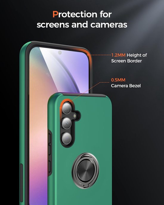 Telefoonhoesje met Vingerring - Hoesje Geschikt voor: Samsung Galaxy A25 4G & 5G - Anti-drop harde cover - Groen