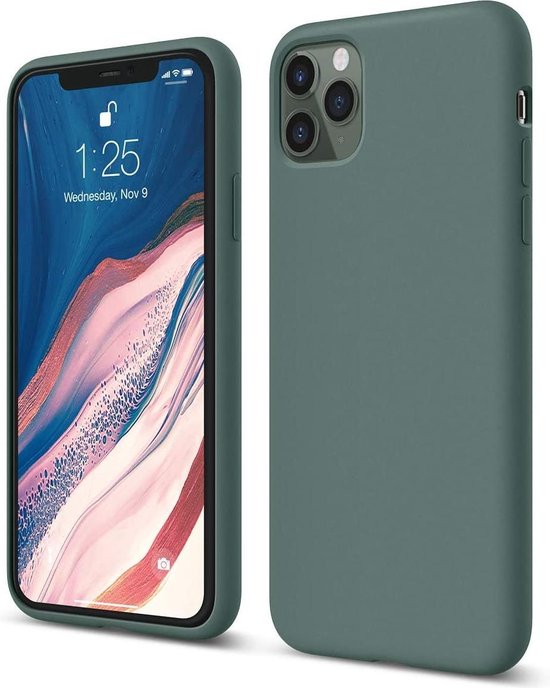 iPhone 12 Mini Hoesjes – Liquid Siliconen Backcover – Soft Touch – Schokbestendig – Midnight Groen-Ilumina Benelux