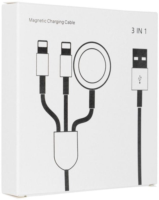 Watch Oplader – 3-in-1 Draadloze Oplaadkabel – Magnetisch 2-in-1 – Geschikt voor iWatch Series 1-7/SE – Wit-USB-Kabels-Ilumina Benelux